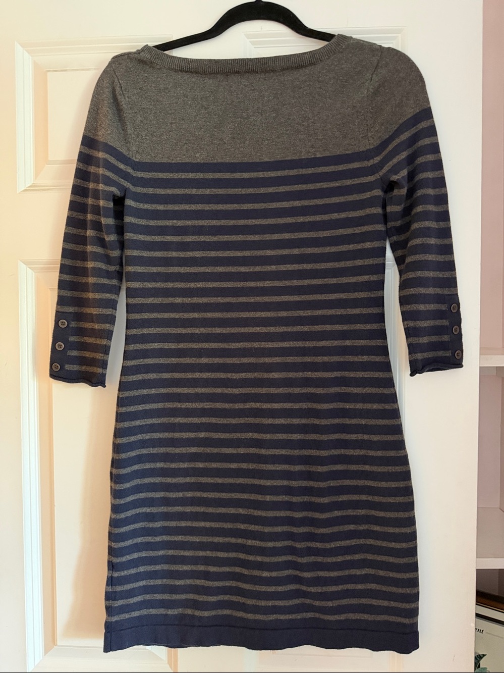 Banana Republic Navy and Gray Striped Midi Sweater Dress - Picture 4 of 5